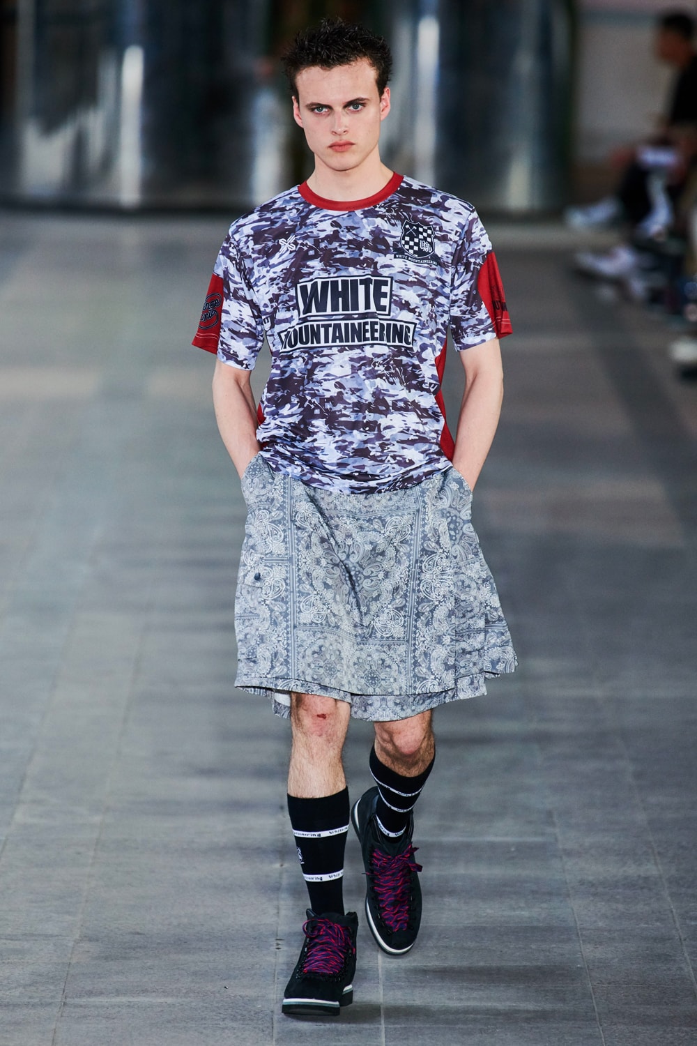 White Mountaineering Spring/Summer 2020 Runway PFW Show paris fashion week mens technical apparel militarism functional japan outdoor gear tropical paisley prints 