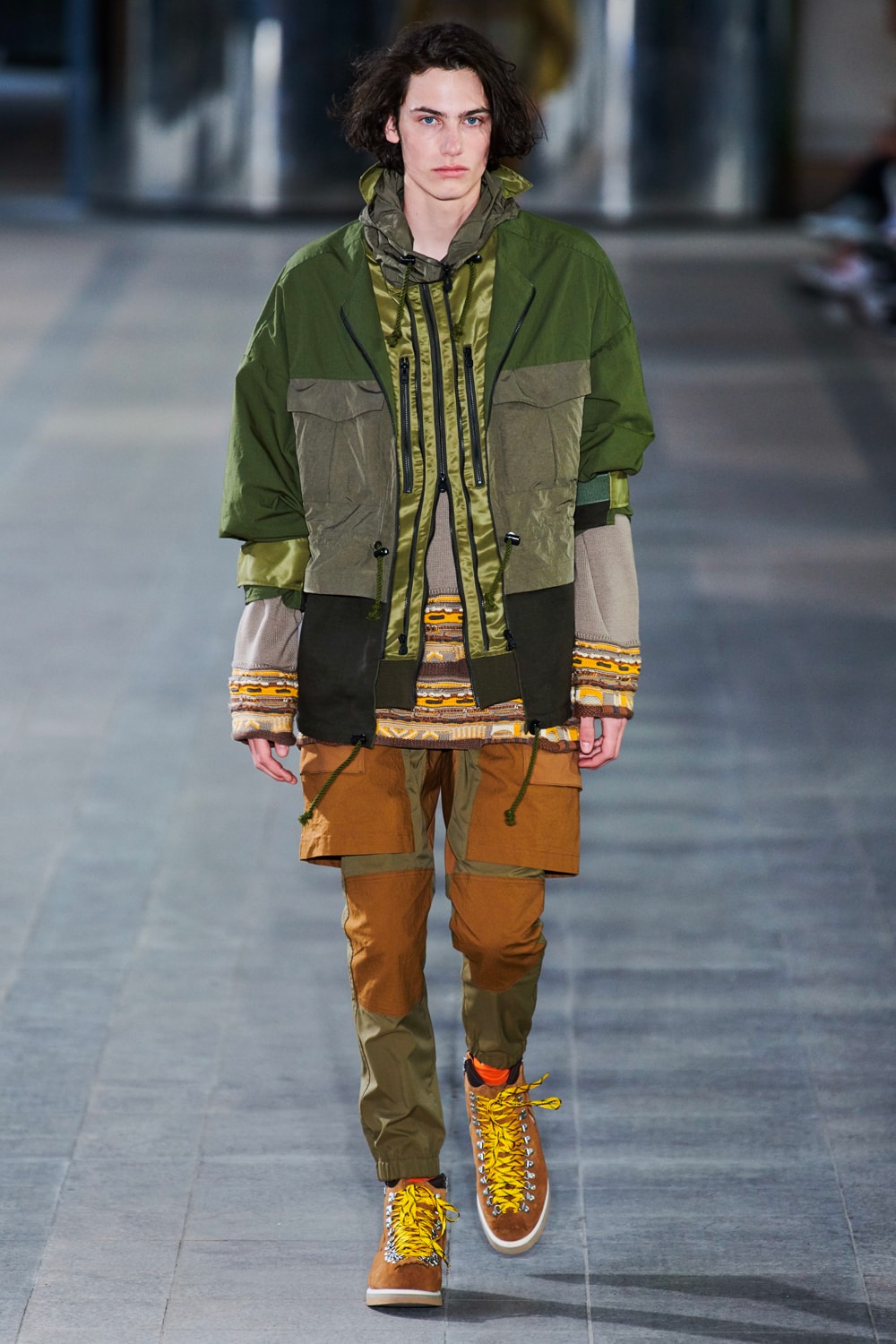 White Mountaineering Spring/Summer 2020 Runway PFW Show paris fashion week mens technical apparel militarism functional japan outdoor gear tropical paisley prints 