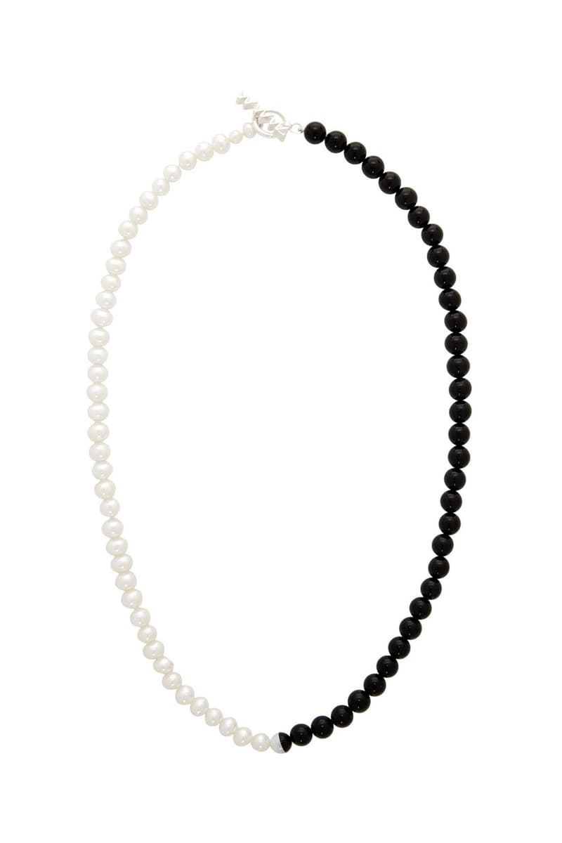WWW.WILLSHOTT SSENSE Exclusive Pearl Jewelry Necklace Bracelet Onyx Freshwater Jewels Engraved Hardware Silver Toggle 20 Inch Length 8 Circumference Sterling Silver