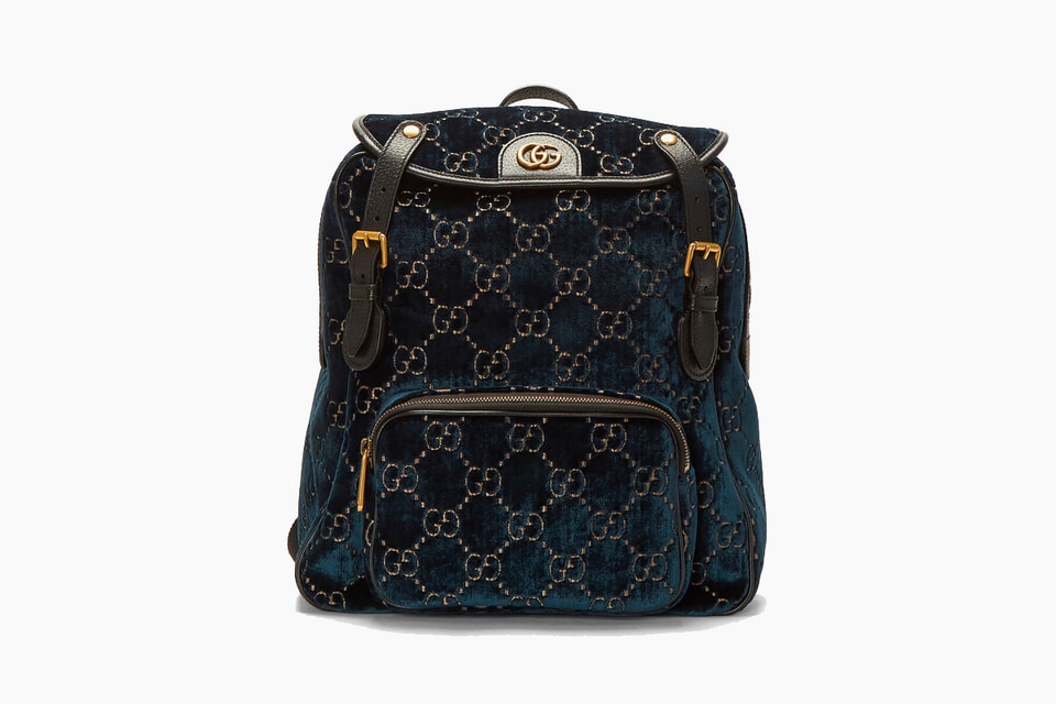 Gucci Monogram Blue Velvet Backpack Release Info Hypebeast Drops