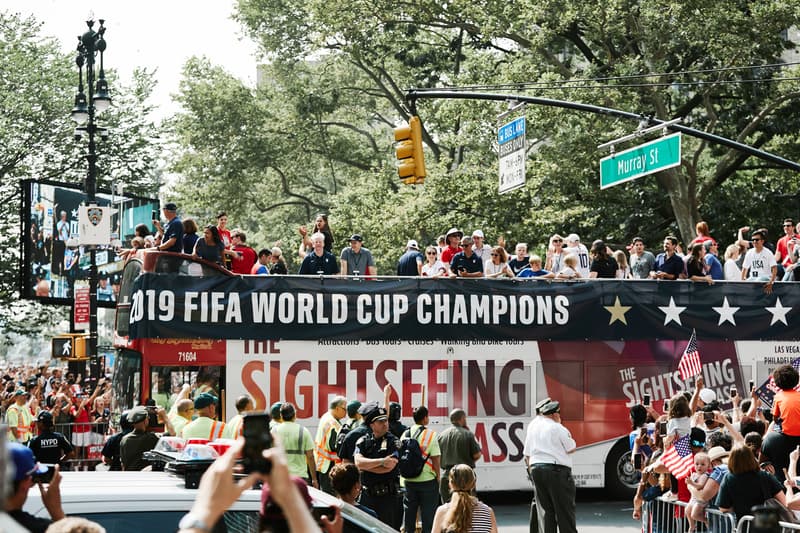 2019 USWNT fifa World Cup Championship ticker tape Parade NYC Photo Recap new york city united states of america womens national team soccer football float Megan Rapinoe morgan team photos mayor Bill de Blasio