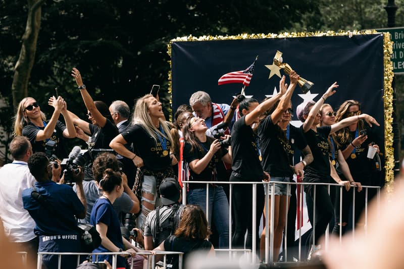 2019 USWNT fifa World Cup Championship ticker tape Parade NYC Photo Recap new york city united states of america womens national team soccer football float Megan Rapinoe morgan team photos mayor Bill de Blasio