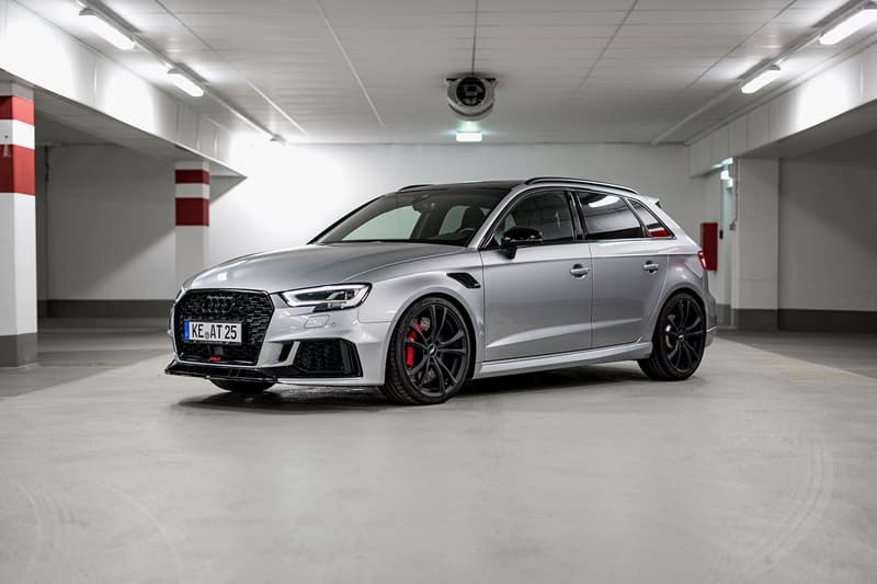ABT Sportsline Audi RS3 2019-20 470 BHP 540 Nm of Torque 400 lb-ft 177 MPH Carbon Fiber Interior Exterior Upgrades New Exhaust Tips Wheels Matte Black Hot Hatch Supercar Performance Figures Speed Power