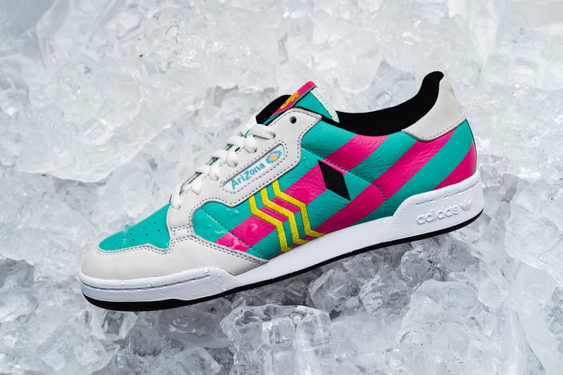 adidas x Arizona Ice Tea Sneaker Pack Closer Look collection capsule shoes Originals Continental 80 yung 1 release information pop up shop store new york city nyc 