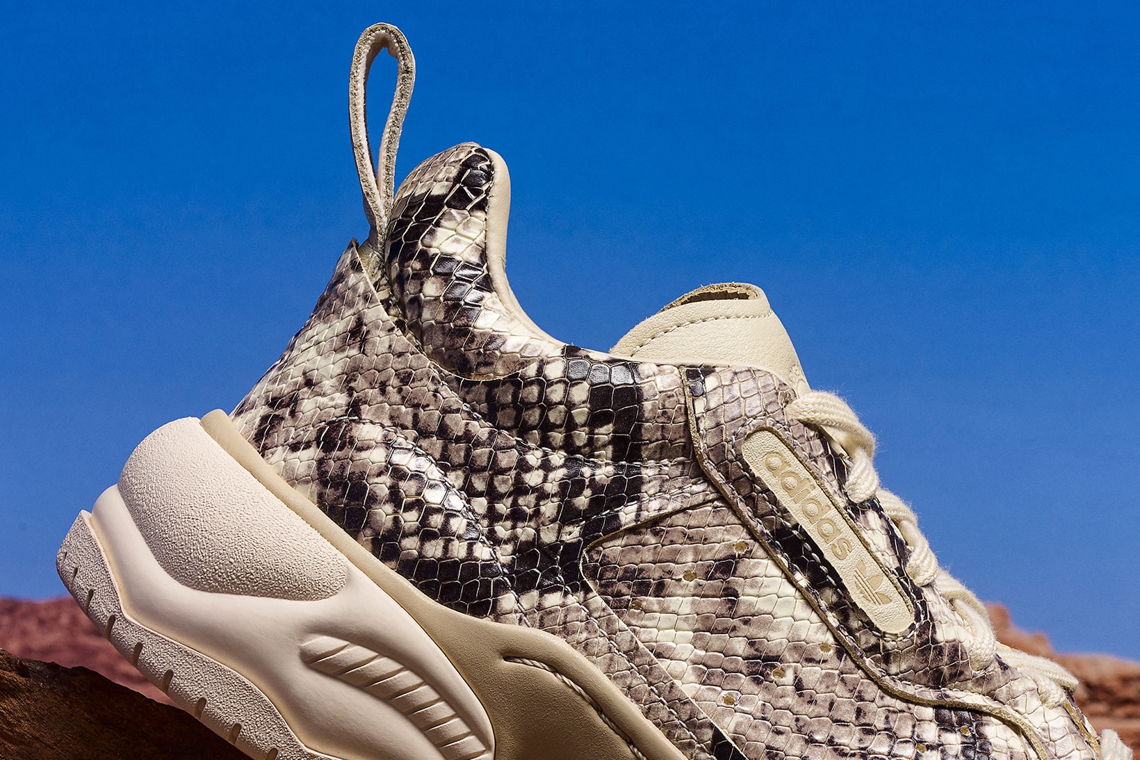 adidas originals Snakeskin Pack Sneakers Yung-1 Supercourt LXCON 94 Core Black Linen Pale Nude Fall Winter 2019 Footwear Drop First Look