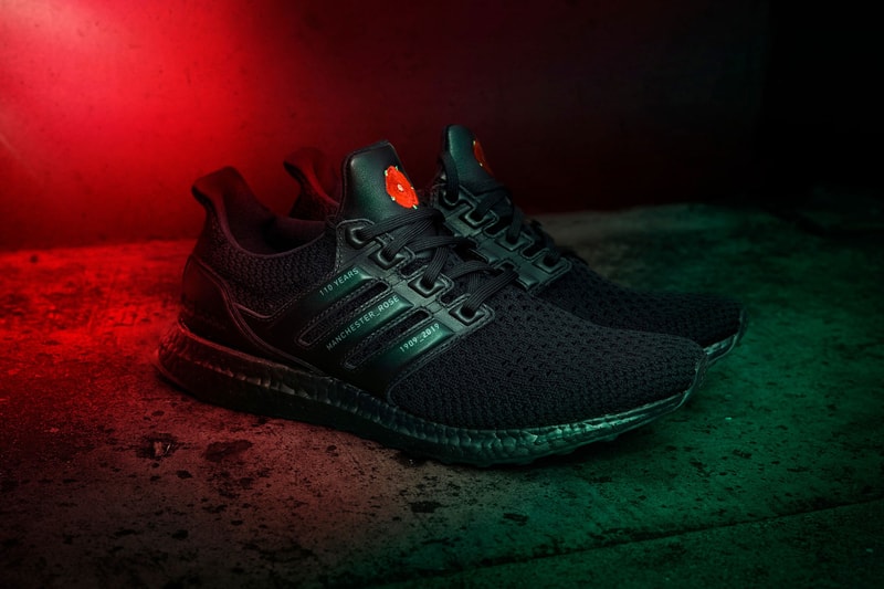 Manchester United x adidas UltraBOOST "Rose" Release football soccer FA cup win sneakers black red red Lancashire rose