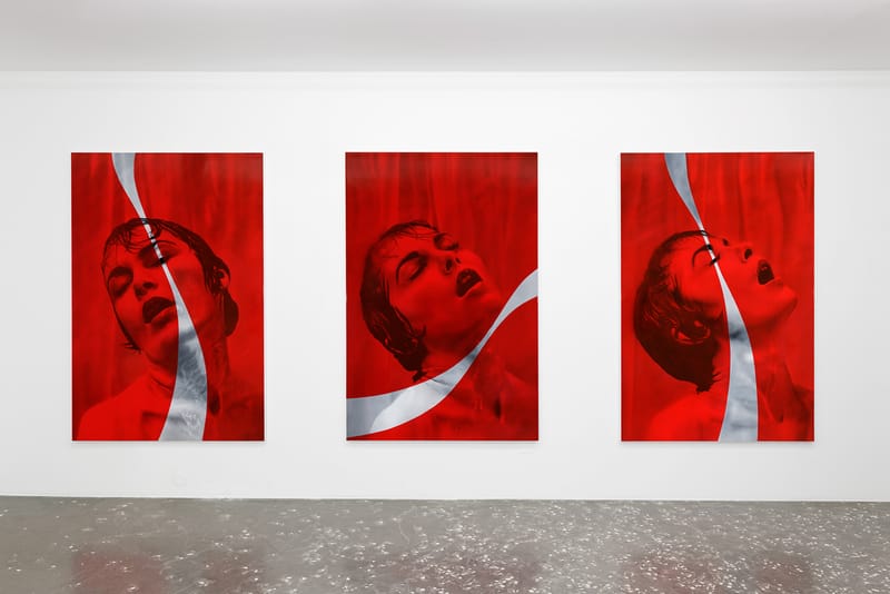 Zevs Unveils Blood Red Paintings That Merge Hitchcock’s ‘Psycho’ with Coca-Cola