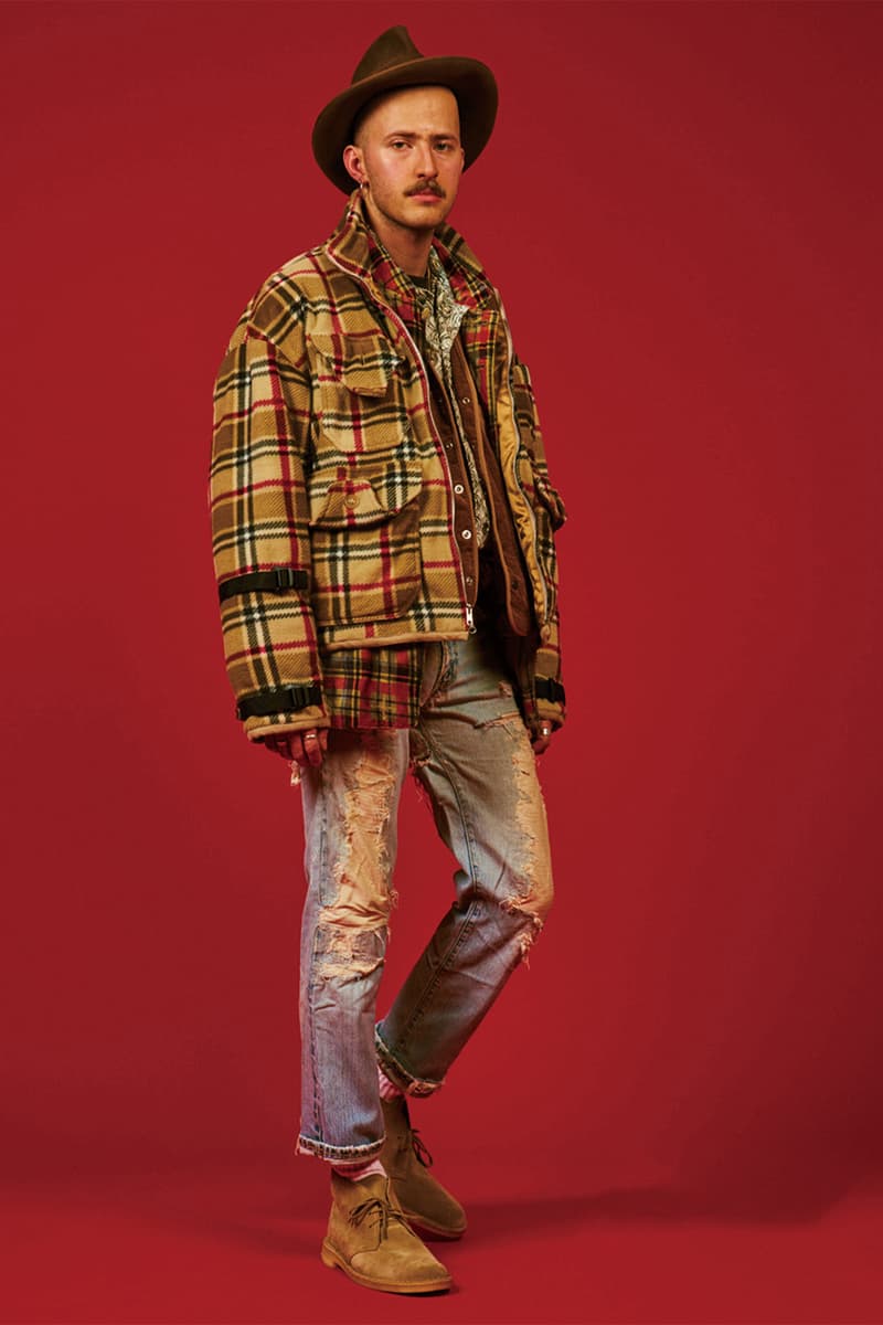 AïE Fall Winter 2019 collection Nepenthes Tokyo Japanese label tailored duck canvas americana workwear flannel leather plaid traditional mill houndstooth fleece puffer layering