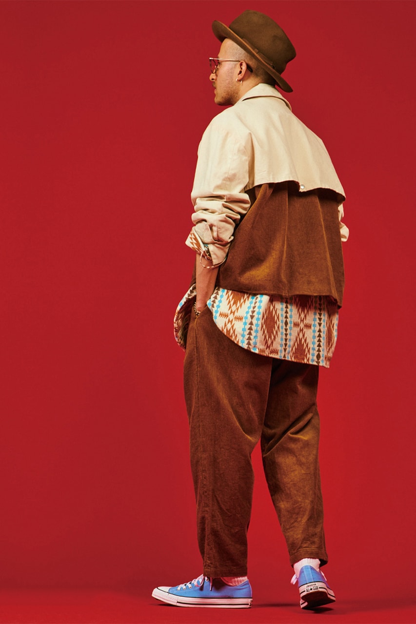 AïE Fall Winter 2019 collection Nepenthes Tokyo Japanese label tailored duck canvas americana workwear flannel leather plaid traditional mill houndstooth fleece puffer layering