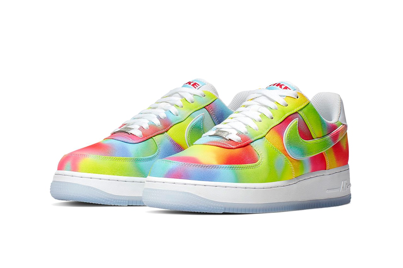 Nike Air Force 1 07 Premium Tie Dye White University Red Blue Gaze Multi Color Sneaker colorway release date information