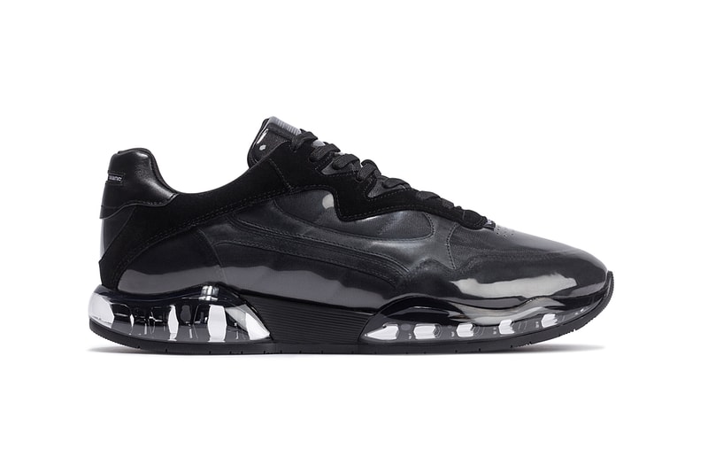 Alexander Wang Stadium Sneaker Black White pvc suede leather mesh logo see through plastic layer futuristic rubber technology padded collar ss19