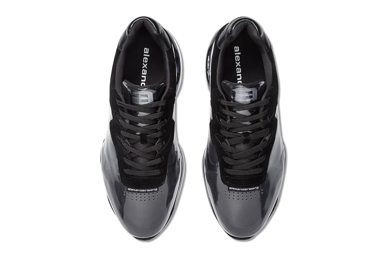 Alexander Wang Stadium Sneaker Black White pvc suede leather mesh logo see through plastic layer futuristic rubber technology padded collar ss19