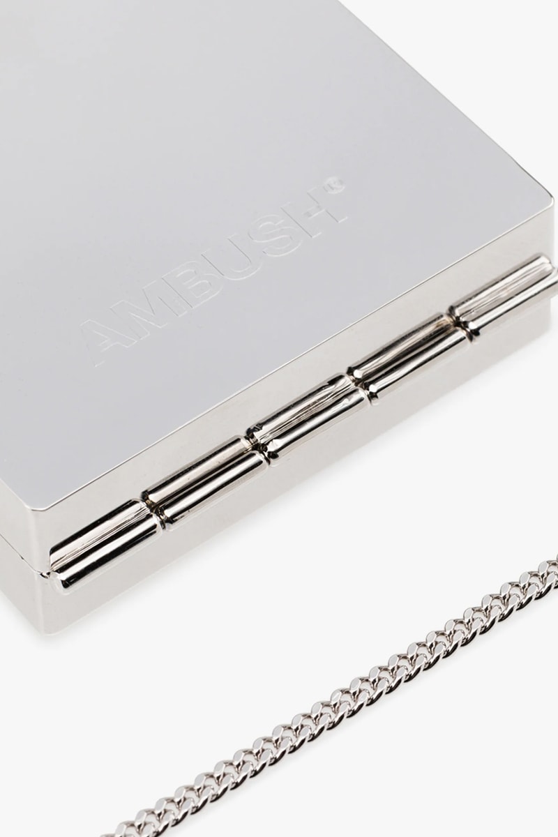 Metallic Silver Card Case Necklace Blue And Silver Cigarette Case holder Brass yoon ahn sheen gloss accessories 925 debossed branding