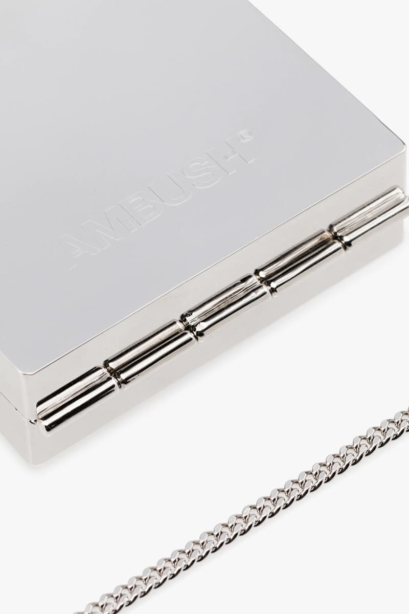 Metallic Silver Card Case Necklace Blue And Silver Cigarette Case holder Brass yoon ahn sheen gloss accessories 925 debossed branding