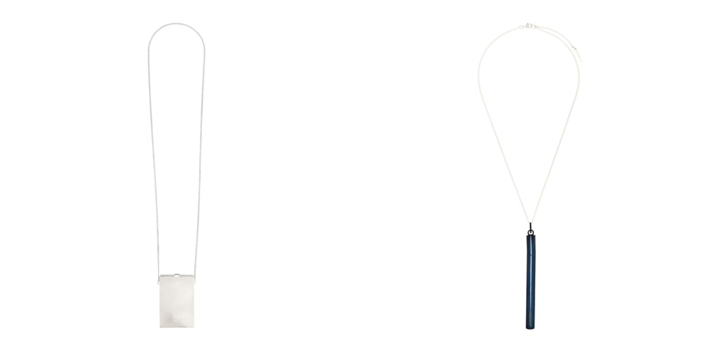 AMBUSH Metallic Silver Card Case Necklace