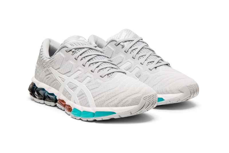 Asics GEL QUANTUM 360 5 knit jacquard fabric mesh neoprene Trusstic System technology motion stability support shock absorption running trainers sneakers Japan