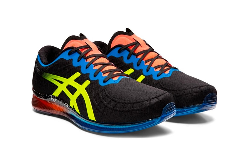 Asics GEL Quantum Infinity Black Safety Yellow Fluorescent gel ortholite sockliner foot cushioning technology 360 movement red blue gradient gradation running sneaker footwear