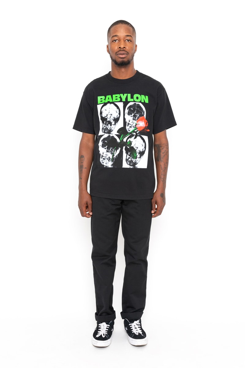 BABYLON LA Spring Summer 2019 Collection lookbook graphic pieces black and white skulls x rays roses peace sign west coast pants tees long sleeves acid wash long sleeves