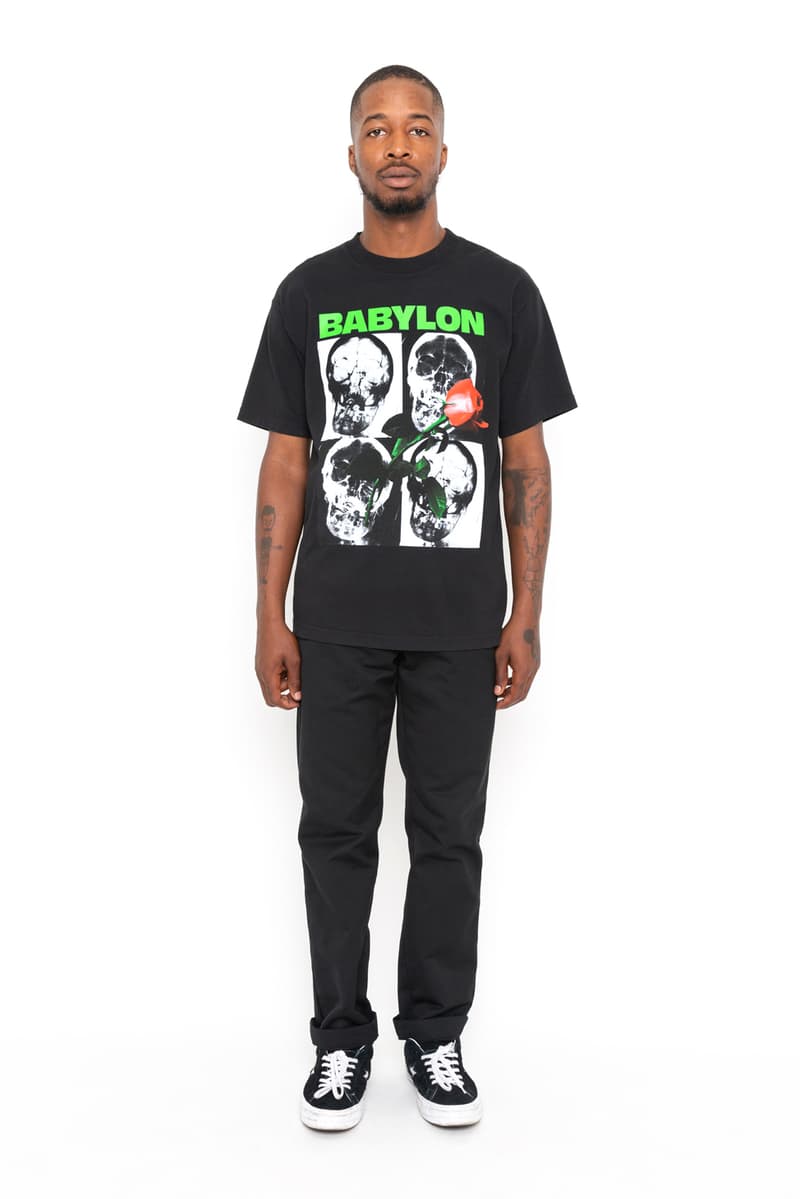 BABYLON LA Spring Summer 2019 Collection lookbook graphic pieces black and white skulls x rays roses peace sign west coast pants tees long sleeves acid wash long sleeves