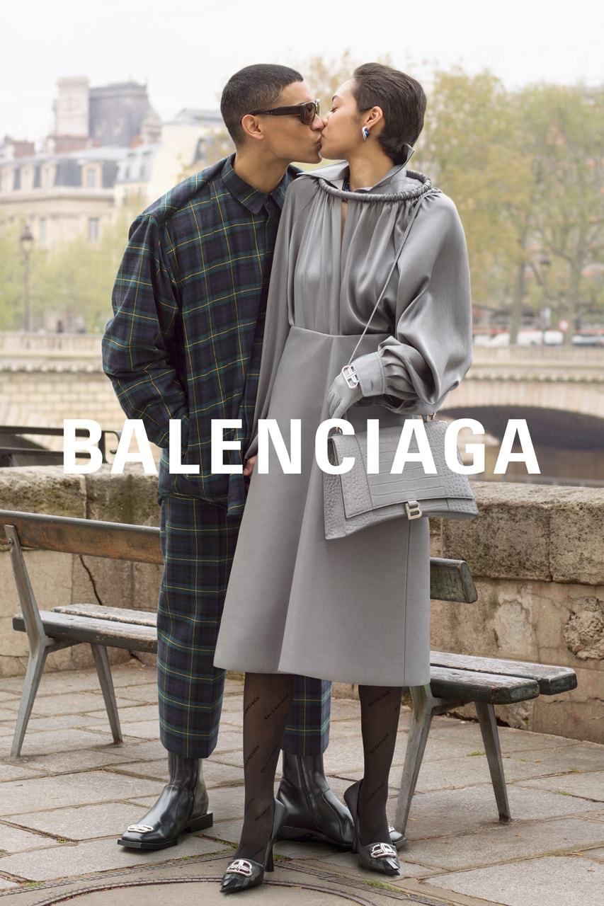 Balenciaga Fall/Winter 2019 Campaign Paris collection demna gvasalia Dresses Hoodies Jackets Jeans Blazers Turtlenecks Pink Blue Black Green Gray Plaid Red