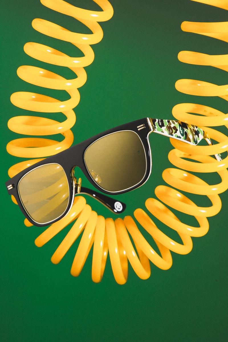 BAPE x RETROSUPERFUTURE 2019 Sunglasses Capsule shades 1st camo ape heads sunnies SUPER by RETROSUPERFUTURE Flat Top  Drew Mama black acetate green gold details
