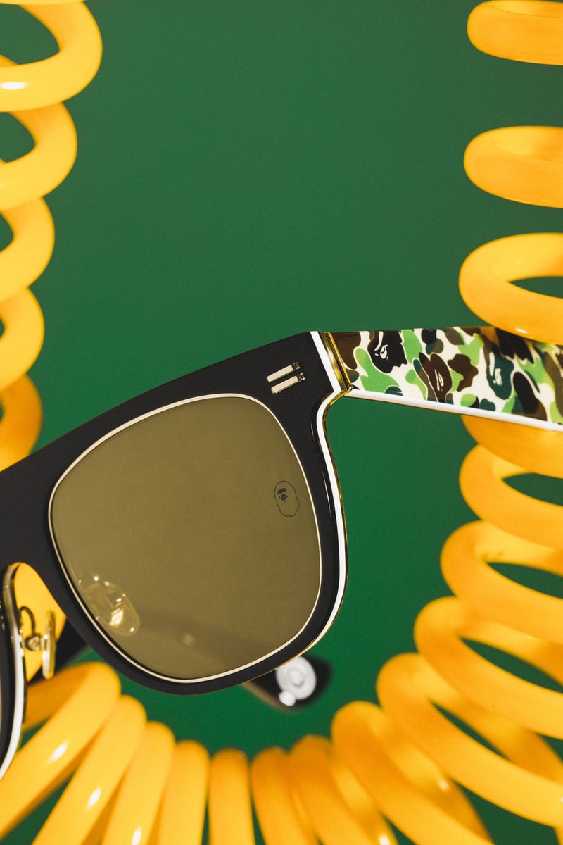 BAPE x RETROSUPERFUTURE 2019 Sunglasses Capsule shades 1st camo ape heads sunnies SUPER by RETROSUPERFUTURE Flat Top  Drew Mama black acetate green gold details