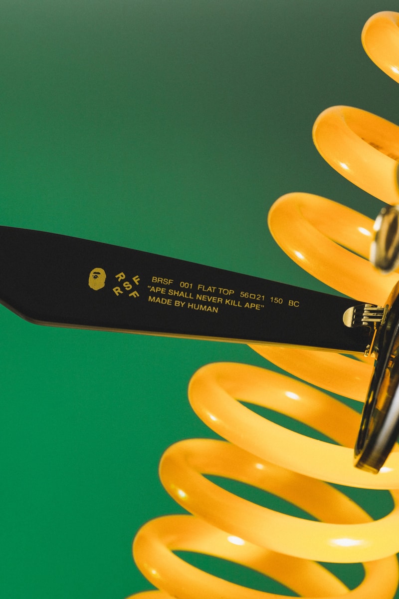 BAPE x RETROSUPERFUTURE 2019 Sunglasses Capsule shades 1st camo ape heads sunnies SUPER by RETROSUPERFUTURE Flat Top  Drew Mama black acetate green gold details