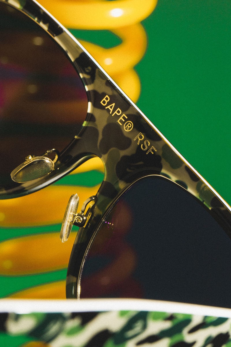 BAPE x RETROSUPERFUTURE 2019 Sunglasses Capsule shades 1st camo ape heads sunnies SUPER by RETROSUPERFUTURE Flat Top  Drew Mama black acetate green gold details