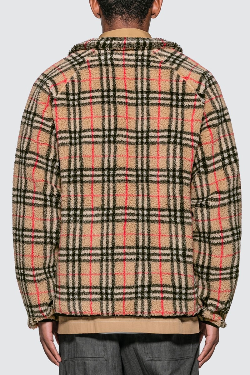 Burberry Vintage Check Faux Shearling Ensemble jacket men drawstring shorts hbx hypebeast store archive beige 