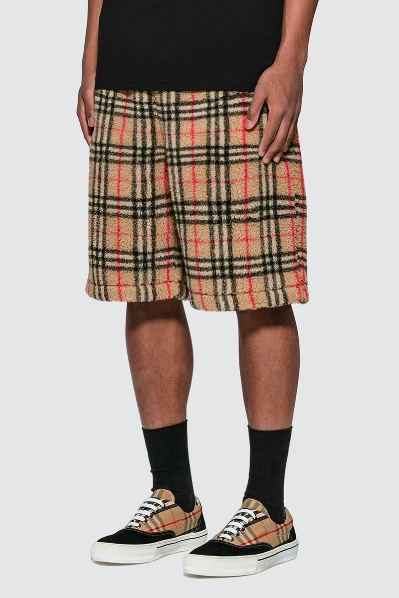 Burberry Vintage Check Faux Shearling Ensemble jacket men drawstring shorts hbx hypebeast store archive beige 