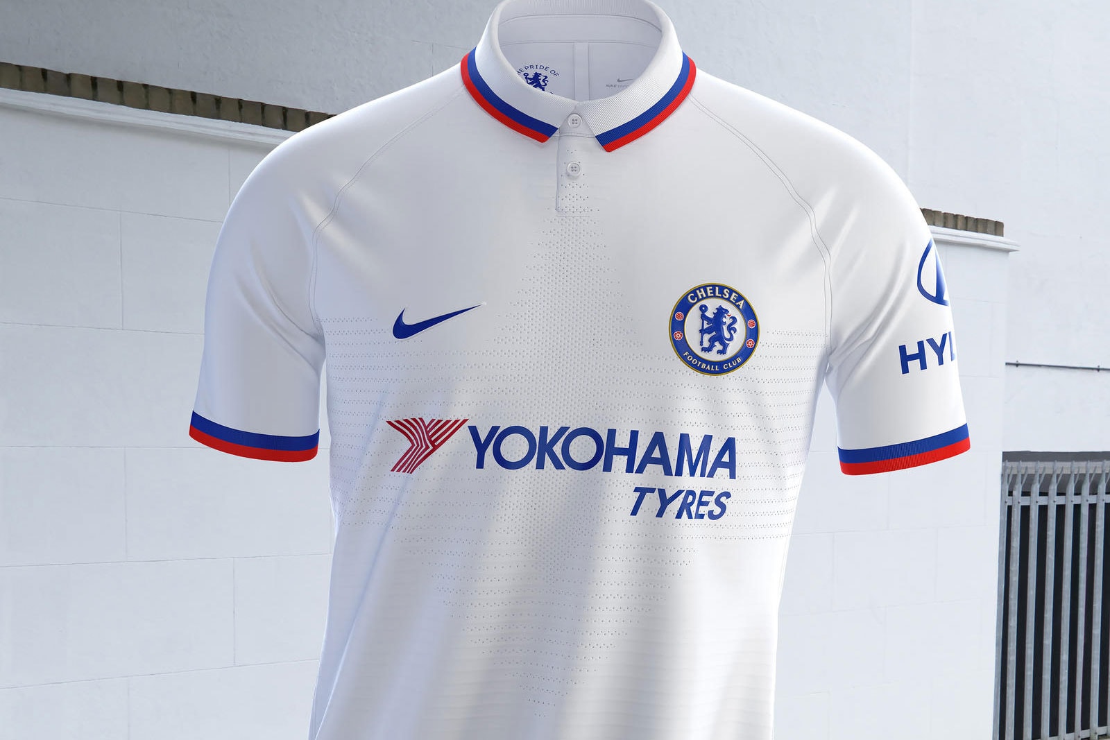 Chelsea 2019/20 Away Kits nike white mod 1960s white polo jersey collar top red blue Stamford Bridge frank lampard