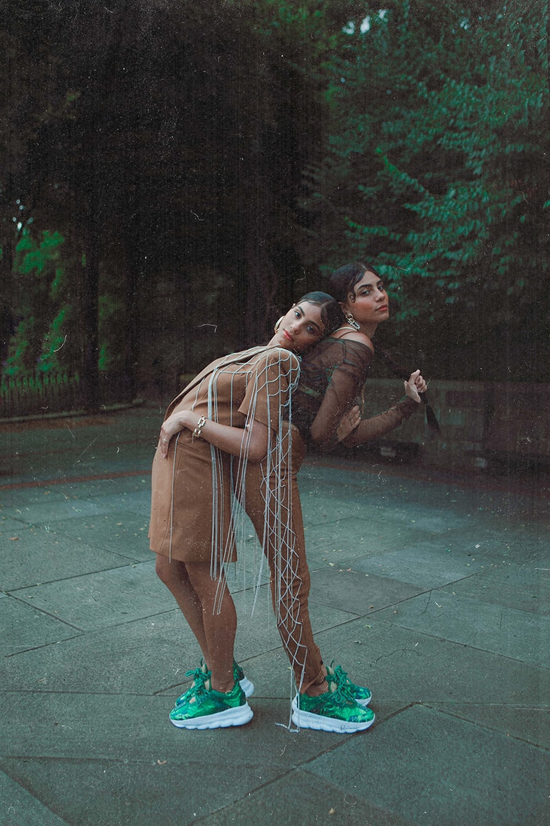 Concepts x Versace Chain Reaction Collaborative Sneaker 2000 Grammy Awards Jennifer Lopez Silk Chiffon Jungle-themed Dress Inspiration Collaboration Lookbook Drop Date Information Release Chunky Shoe High End Italian Fashion House Boston New York