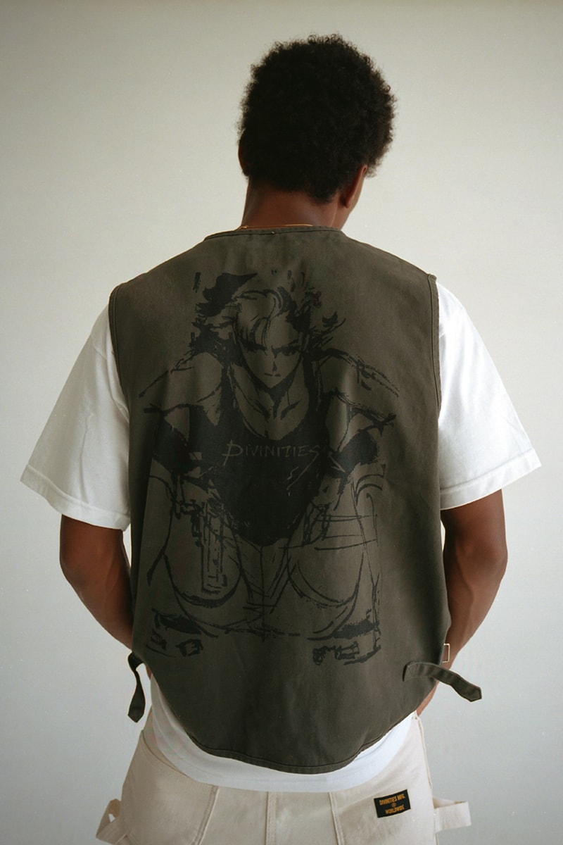 DIVINITIES Summer 2019 Collection Lookbook streetwear graphic t-shirts tees vest pants dickies workwear retro inspired winona ryder animorphs