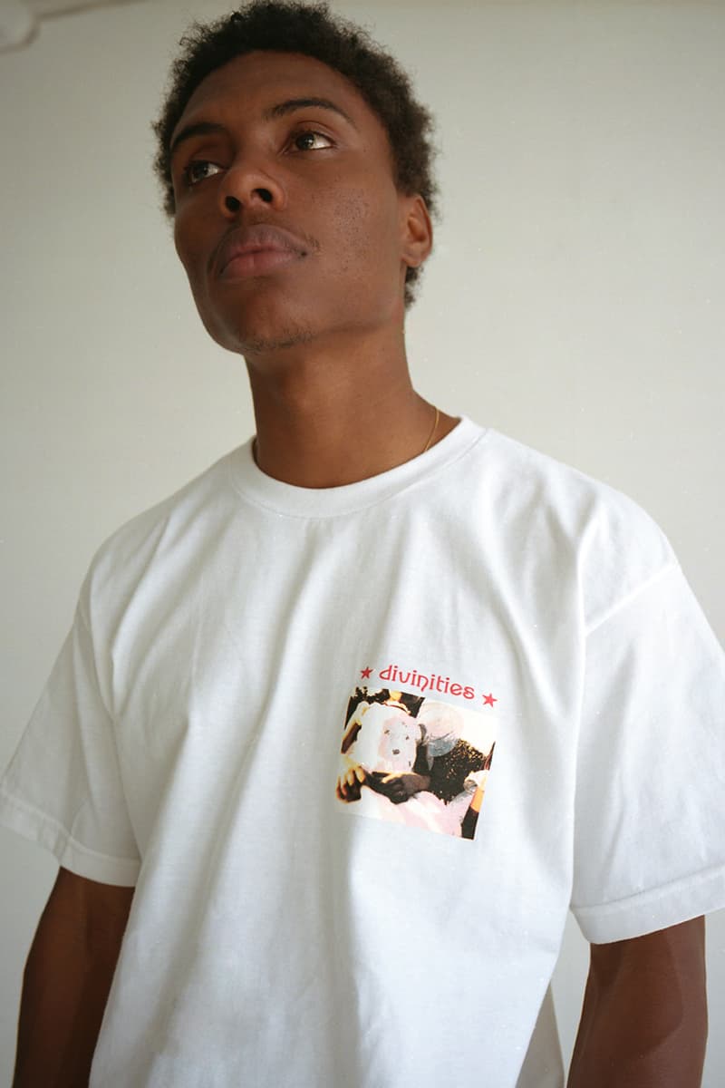 DIVINITIES Summer 2019 Collection Lookbook streetwear graphic t-shirts tees vest pants dickies workwear retro inspired winona ryder animorphs