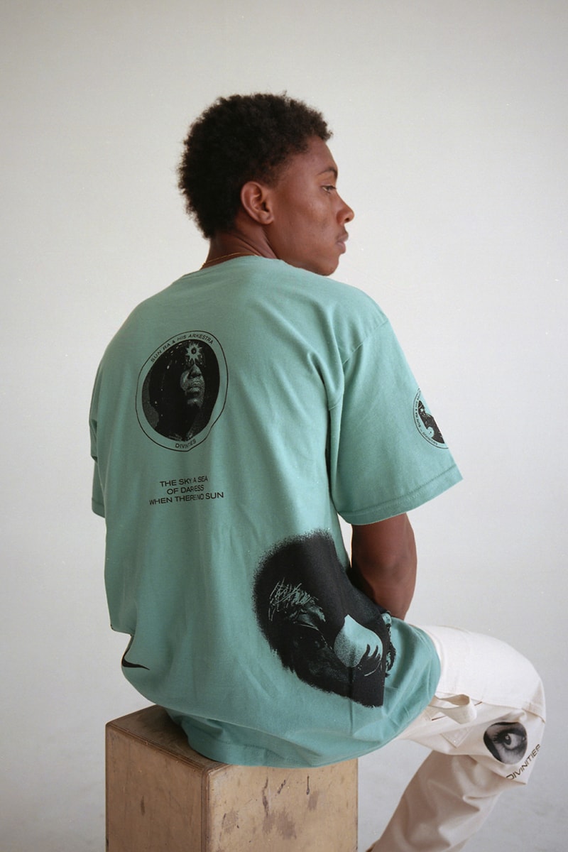 DIVINITIES Summer 2019 Collection Lookbook streetwear graphic t-shirts tees vest pants dickies workwear retro inspired winona ryder animorphs