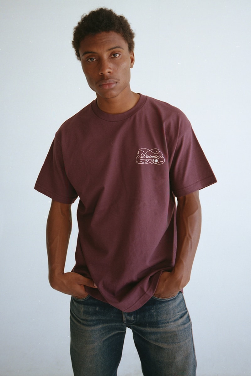 DIVINITIES Summer 2019 Collection Lookbook streetwear graphic t-shirts tees vest pants dickies workwear retro inspired winona ryder animorphs