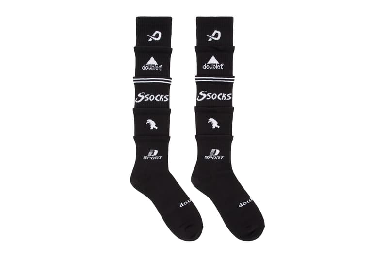 Doublet 5 Layered Socks Release SSENSE Nike Adidas socks white black logos art japan streetwear