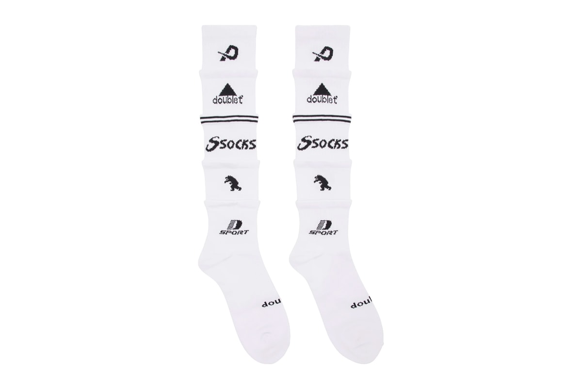 Doublet 5 Layered Socks Release SSENSE Nike Adidas socks white black logos art japan streetwear 