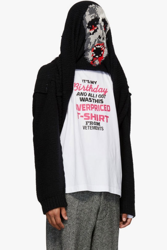 Doublet Hand Knit Inside Out Jacquard Sweater Face Black Red Gray 