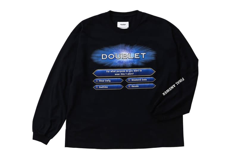 Doublet WISM Graphic Long Sleeves Collaboration who wants to be a millionaire tv show graphics lvmh streetwear japan tokyo pink teal black white purple