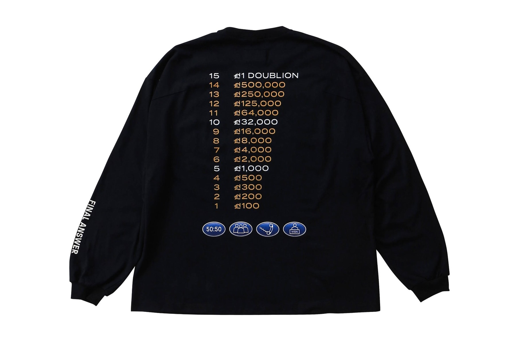 Doublet WISM Graphic Long Sleeves Collaboration who wants to be a millionaire tv show graphics lvmh streetwear japan tokyo pink teal black white purple