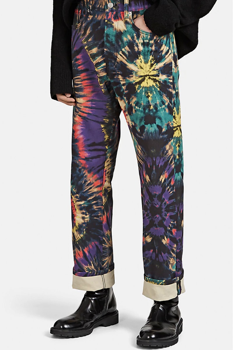 Dries Van Noten Tie-Dyed Pattern Denim Jeans Straight Cut Fall/Winter 2019 Collection Antwerp Six Black Multicolored Shop Release First Look Online Cop