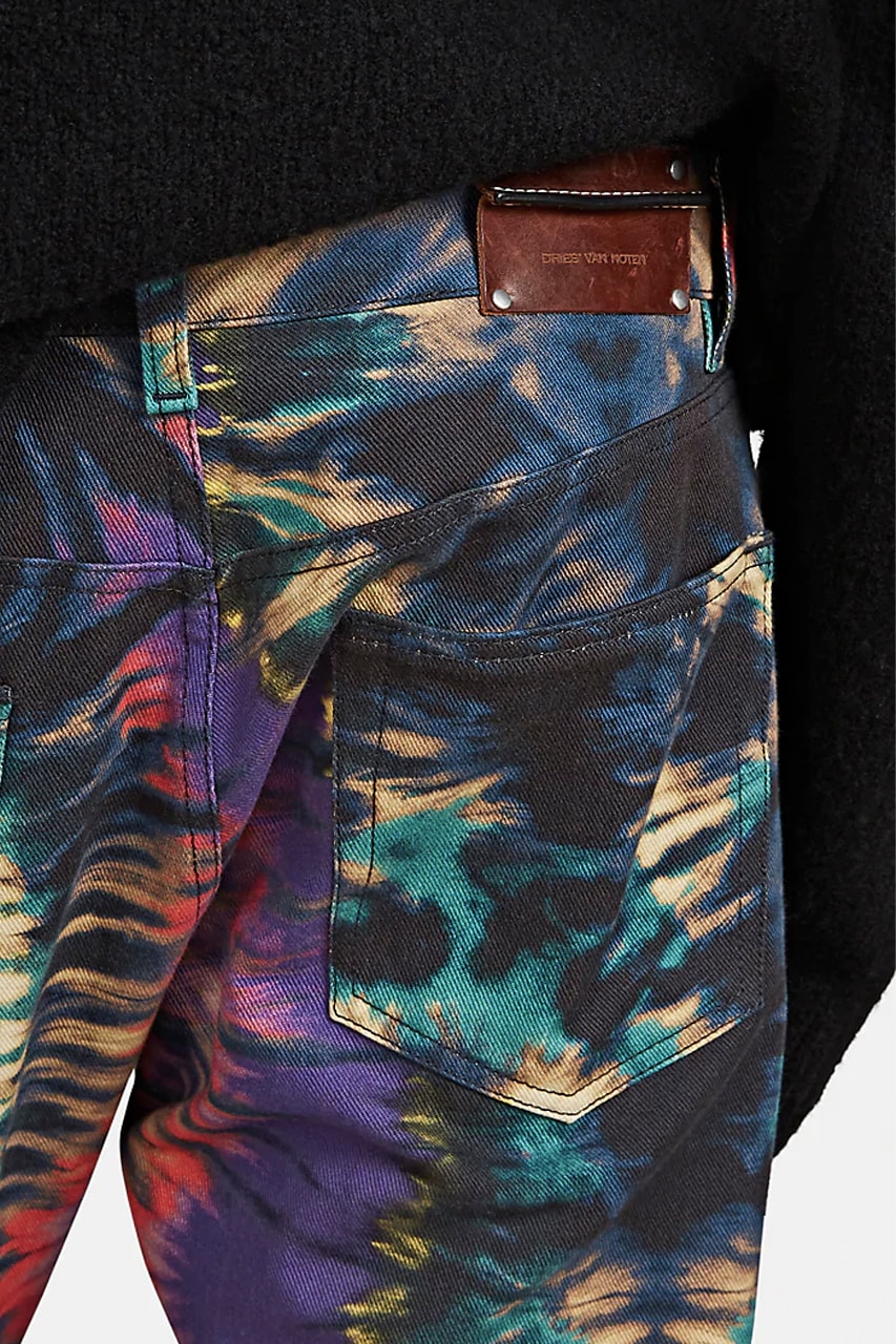 Dries Van Noten Tie-Dyed Pattern Denim Jeans Straight Cut Fall/Winter 2019 Collection Antwerp Six Black Multicolored Shop Release First Look Online Cop