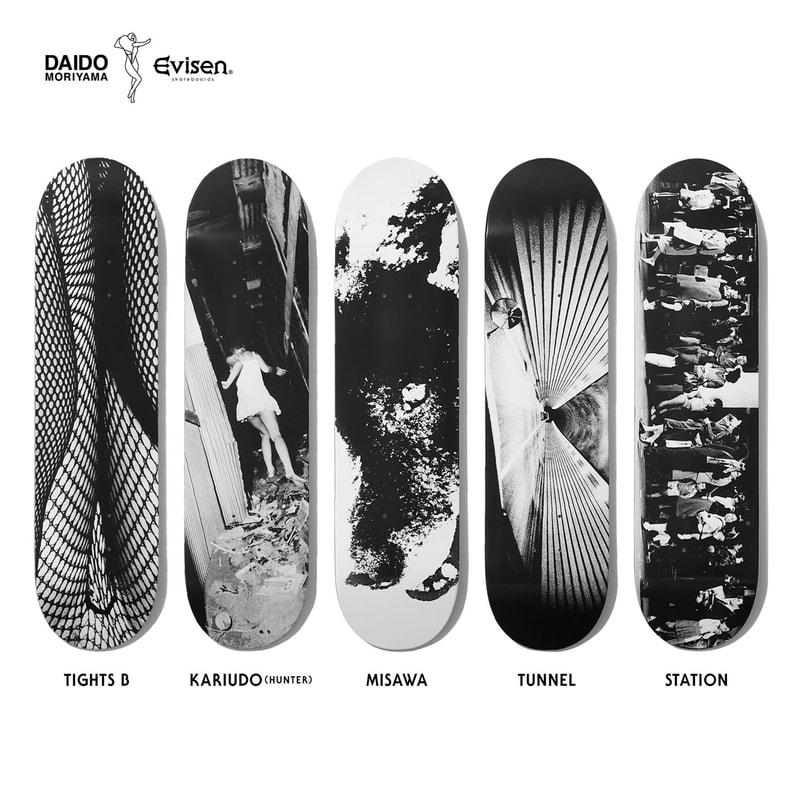 Daido Moriyama Qucon Evisen Skateboards Tees Jackets Bags White Black Photography Lips
