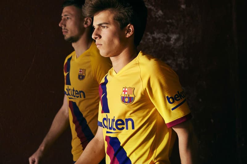 fc barcelona 2019 20 la liga champions league la masia home jersey kit yellow red blue sash coutinho sergi roberto puig artur release information buy cop purchase best