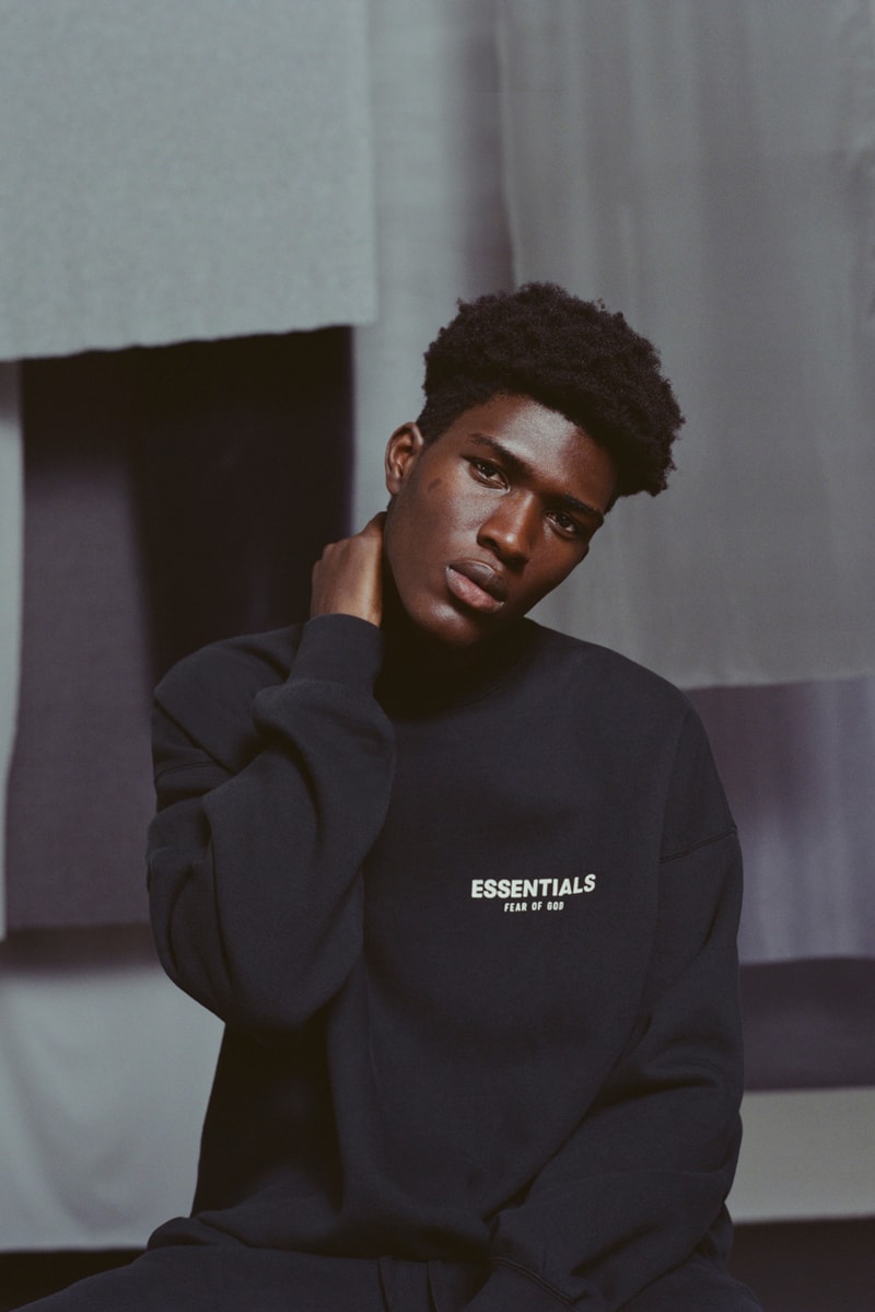 Fear of God Essentials Fall 2019 Lookbook Jackets Pants Tees Fanny Packs Shorts Sweatpants Sweatshirts Yellow Black Pink Gray White Brown Accessories vintage backless runner retail july september