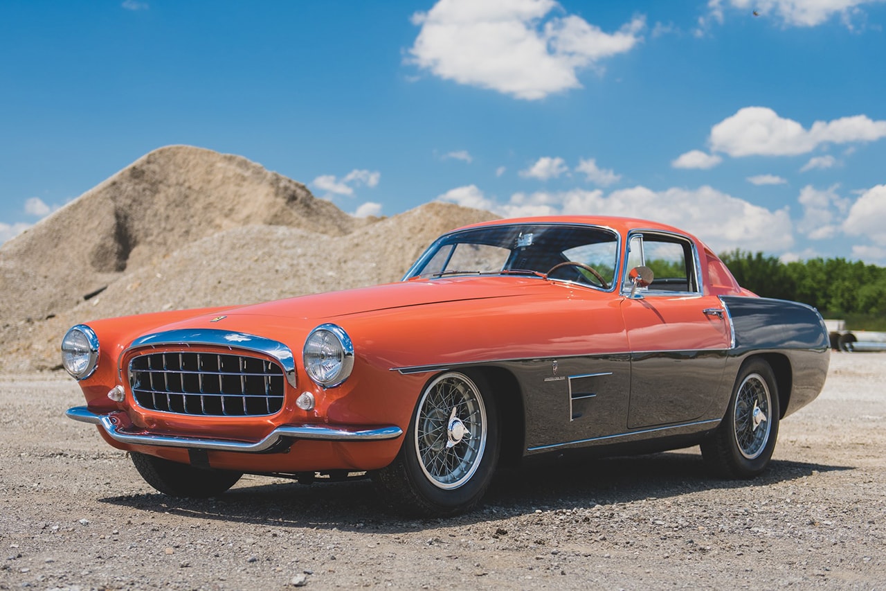 1955 Ferrari 375 MM Coupe Speciale by Ghia RM Sotheby's Auction House Custom Built Salmon Bodywork Vintage Sportscar Italian four-speed synchronised gearbox collectors item