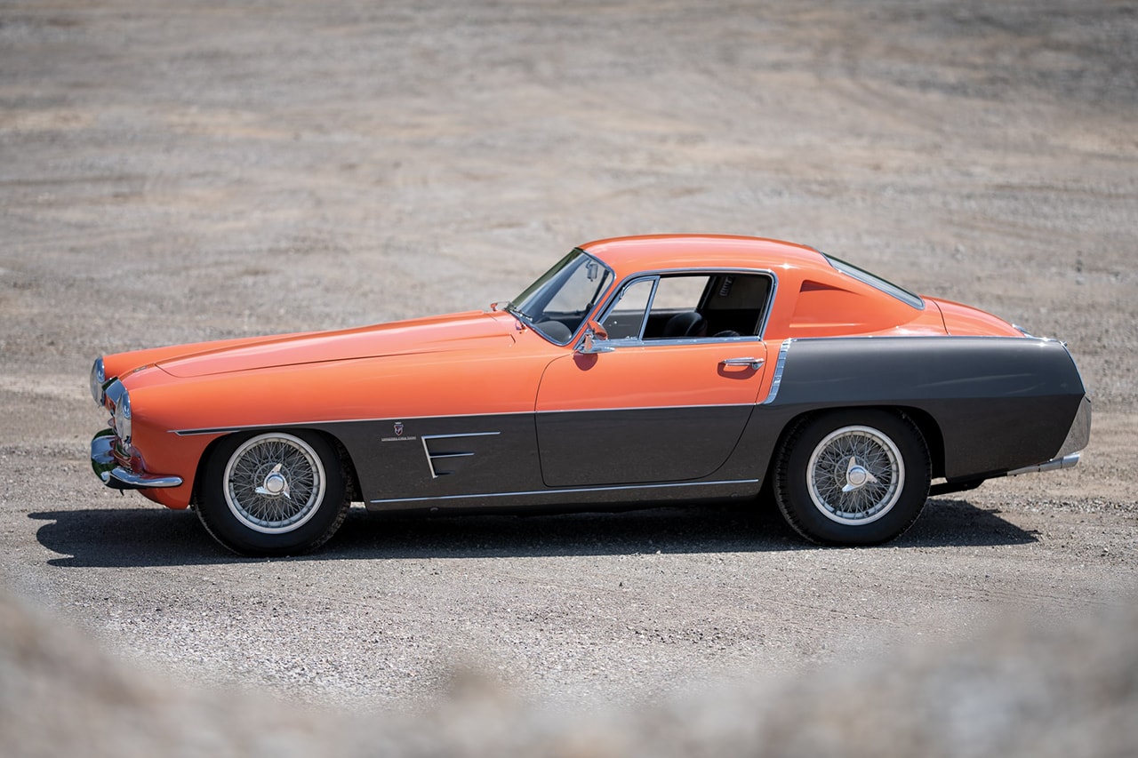 1955 Ferrari 375 MM Coupe Speciale by Ghia RM Sotheby's Auction House Custom Built Salmon Bodywork Vintage Sportscar Italian four-speed synchronised gearbox collectors item