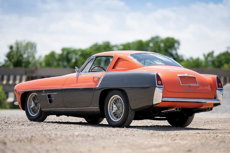 1955 Ferrari 375 MM Coupe Speciale by Ghia RM Sotheby's Auction House Custom Built Salmon Bodywork Vintage Sportscar Italian four-speed synchronised gearbox collectors item