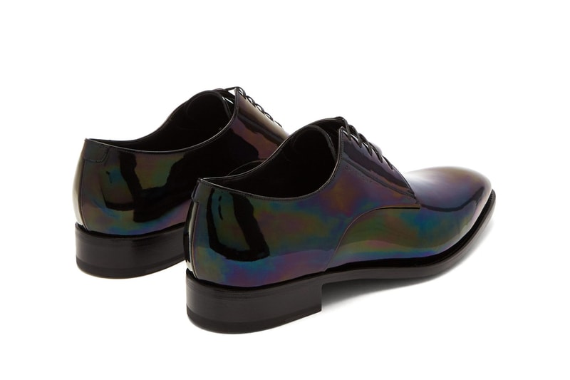 Givenchy Iridescent Leather Derby Shoes Hues Throatline Vamp Quarter eyelets debossed heel tonal glossy shiny vamp raised heel